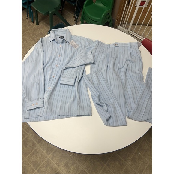 Italian Ossinne Mens Shirt Pants Set 2 Pcs Baby‎ Blue~ See Pictures For Size